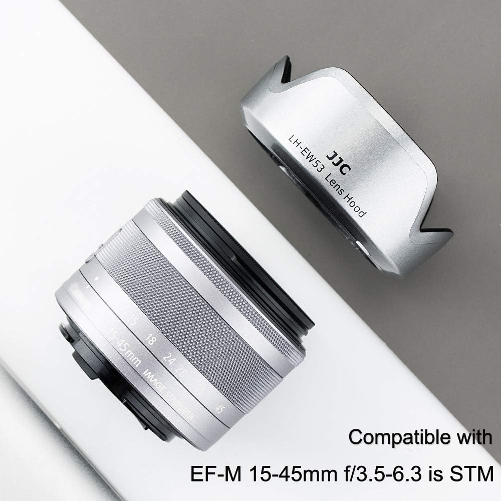 JJC Flower Shape Reversible Lens Hood for Canon EF-M 15-45mm F3.5-6.3 IS STM Lens Compatible EOS Kiss M2 Kiss M M200 M6 Mark II M50 M100 M5 M10 EW-53