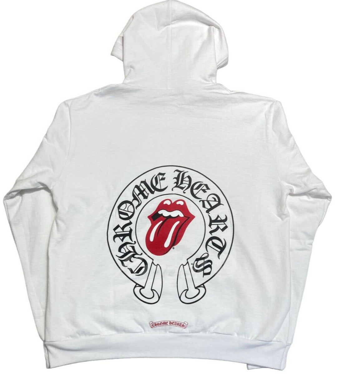 CHROME HEARTS 'ROLLING STONES' WHITE HOODIE