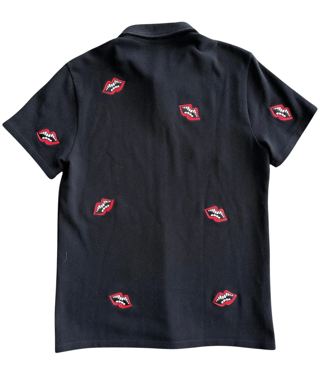 CHROME HEARTS 'CHOMPER' BLACK POLO COLLAR SHIRT
