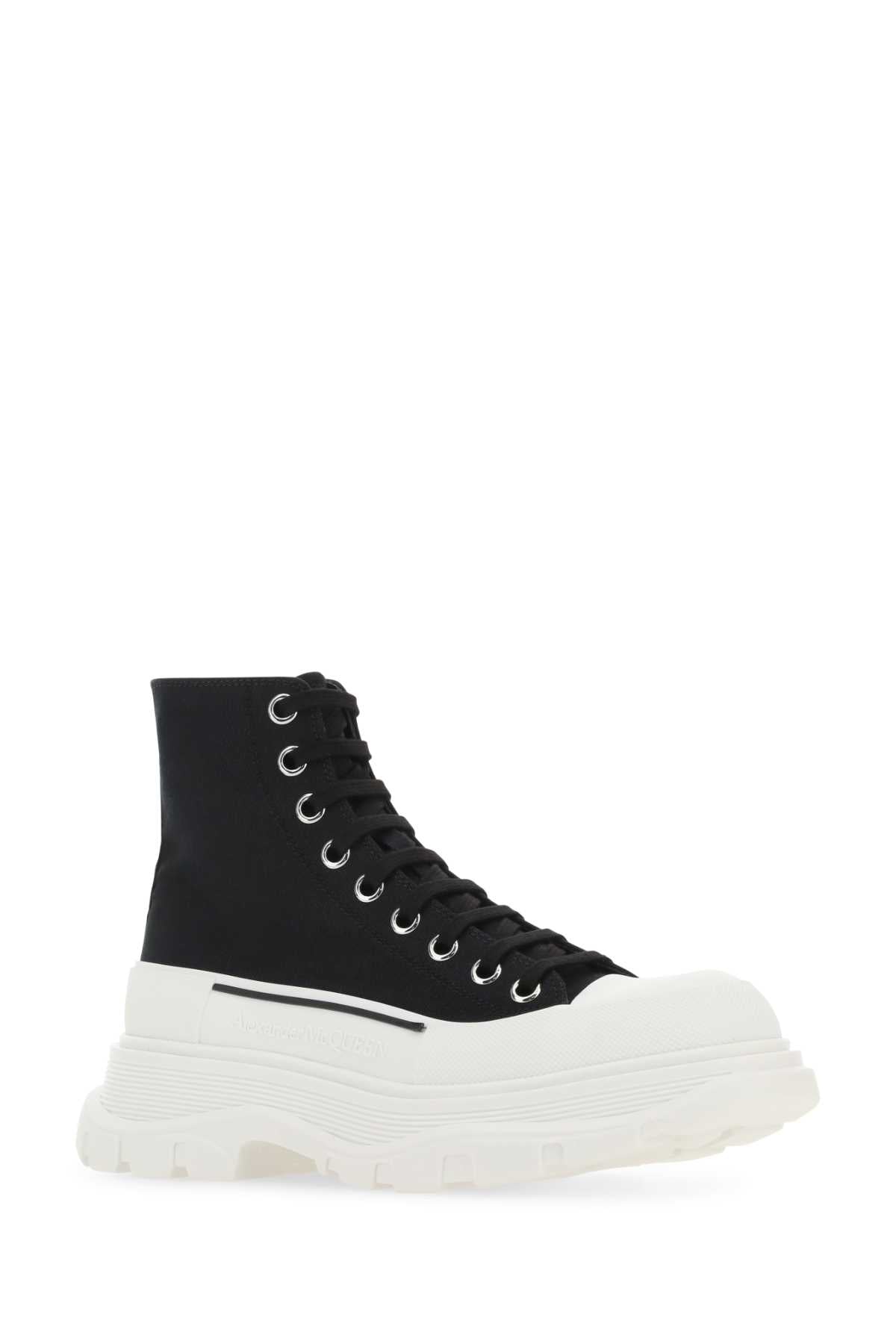 Alexander Mcqueen アレクサンダーマックイーンブラックキャンバストレッドスリックスニーカー - Image 2