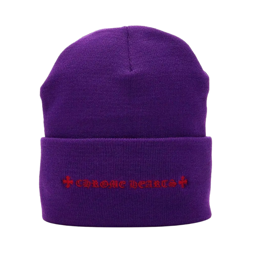CHROME HEARTS 'TRIPLE CROSS' PURPLE BEANIE