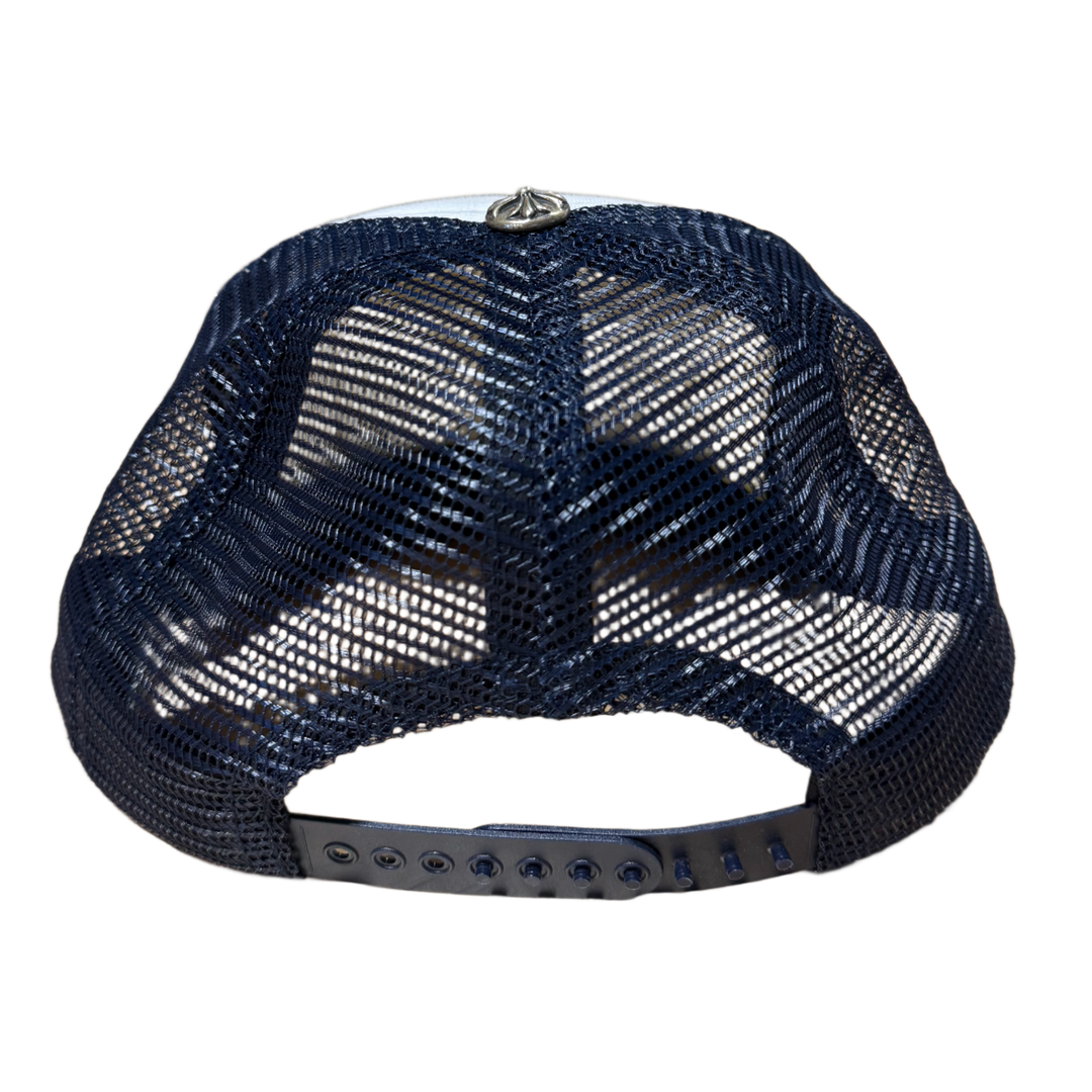 CHROME HEARTS CH HOLLYWOOD NAVY BLUE/WHITE TRUCKER HAT