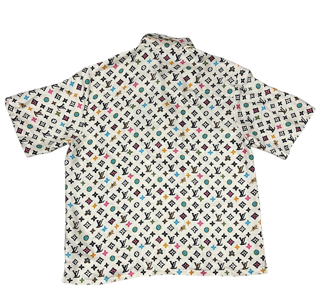 LOUIS VUITTON 'CRAGGY' MONOGRAM SILK BUTTON UP SHIRT