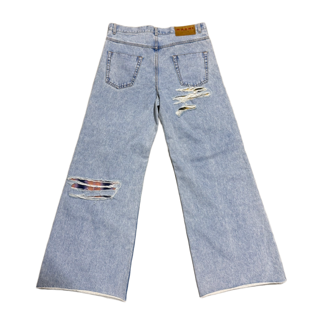 MARNI 'MOHAIR' BLUE DISTRESSED JEANS