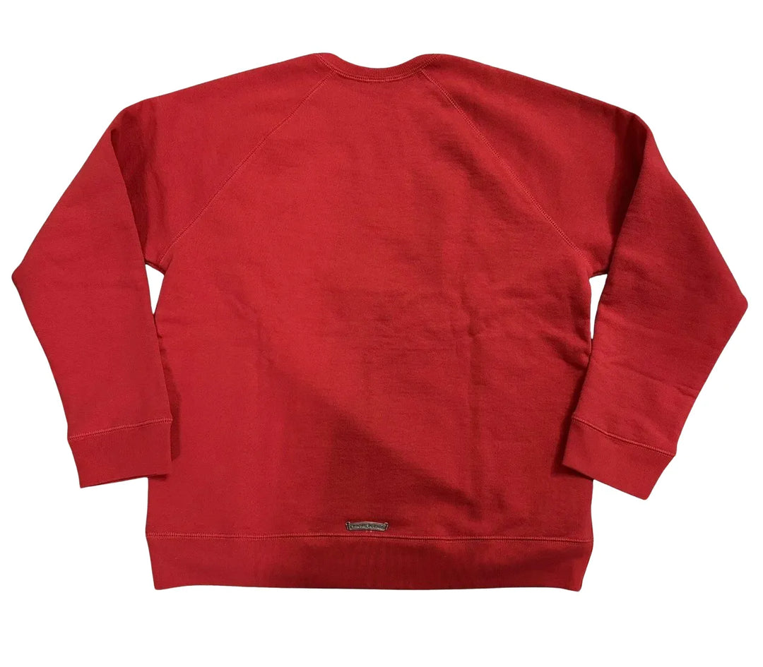 CHROME HEARTS 'TRIPLE CROSS' EMBROIDERED RED CREWNECK