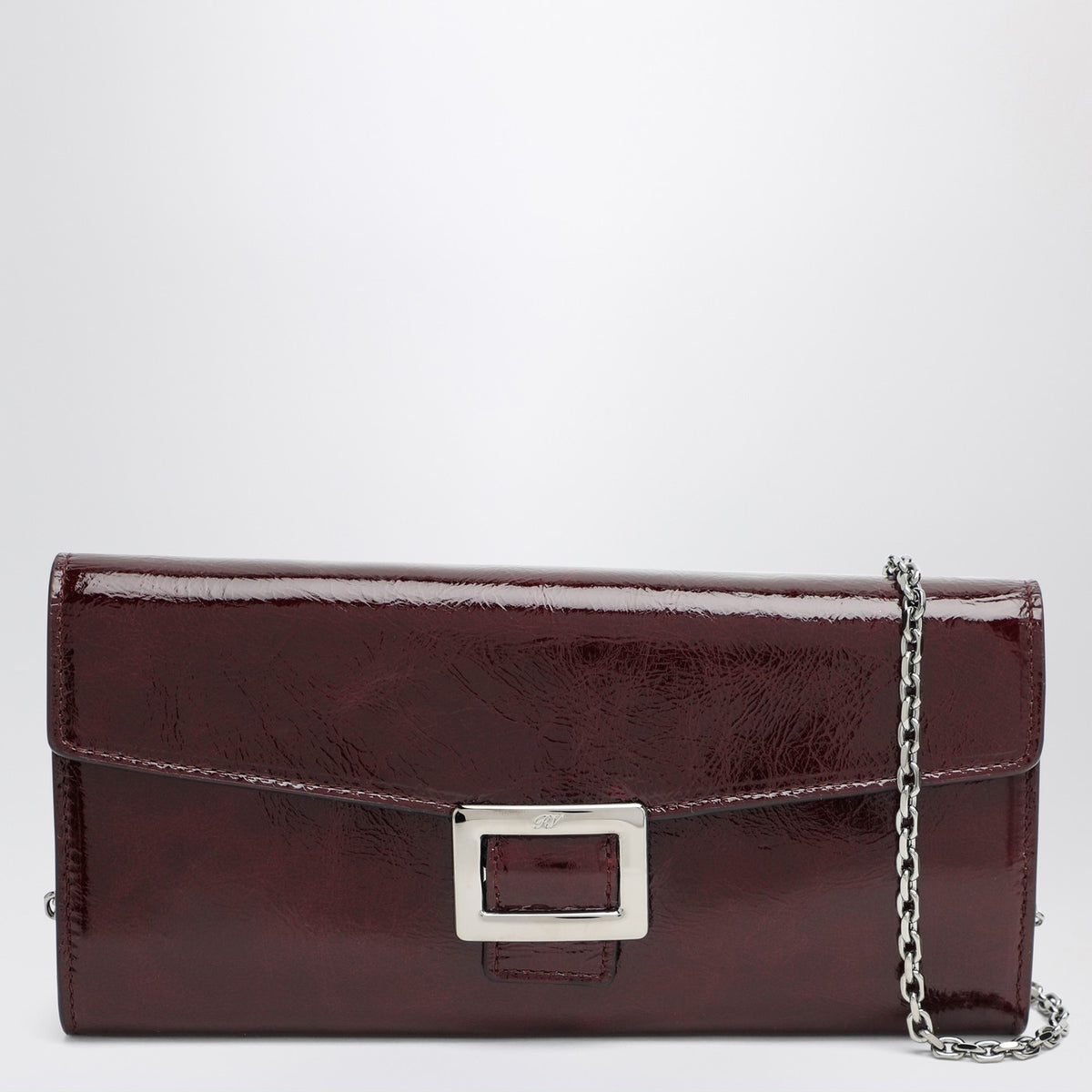 Roger Roger Vivier Belle Vivier Dark Violet Patent Leather Wallet With Chain - Image 2