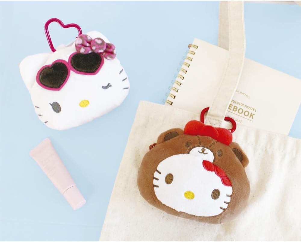 Tees Factory Sanrio Characters Plush Zipper Mascot with Carabiner Hello Kitty Leopard Print H100 x W115 x D50 mm SR-5546756HG