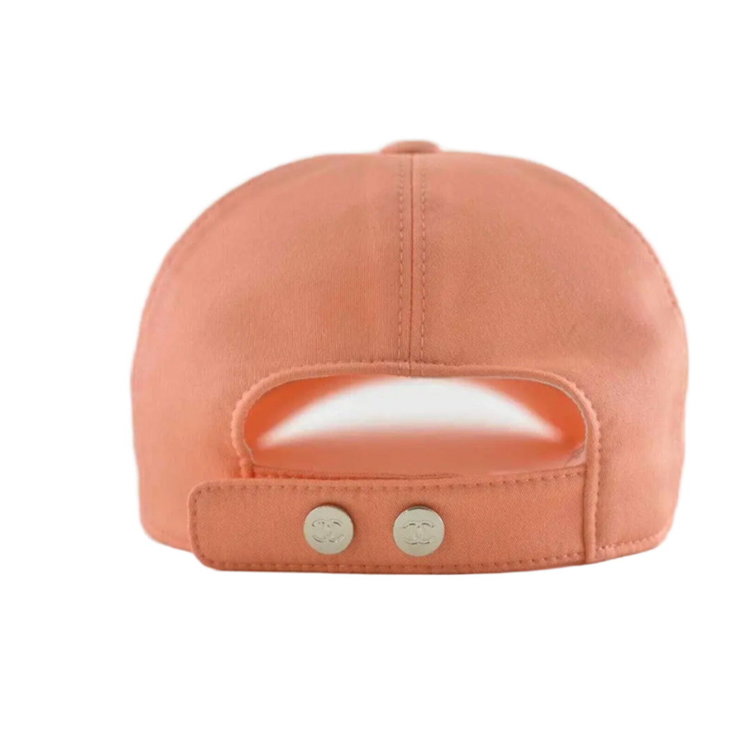 CHANEL 'ORANGE & TURQOISE' CC LOGO BASEBALL CAP