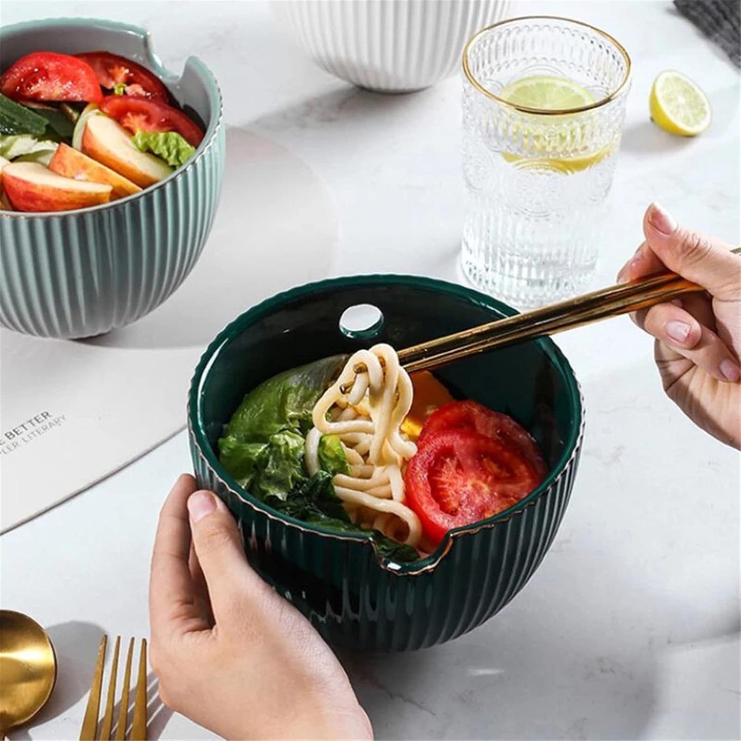 食器 うどん そば インスタントヌードルセラミックボウル多目的ラーメンボウル 飲食店 ラーメン 業務用 (色 : Dark Green, Size : One size)