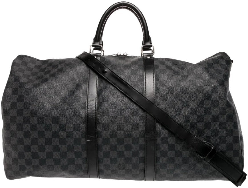 LOUIS VUITTON 'KEEPALL BANDOULIÈRE 55' CHECKERED DUFFLE BAG