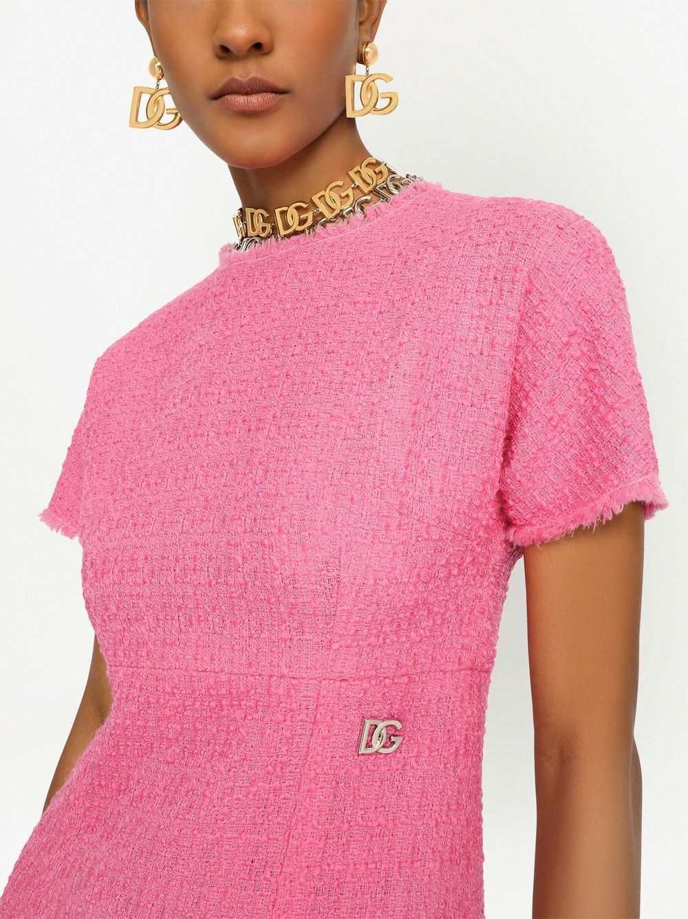 Dolce Gabbana DGロゴ付きのDolce&Gabbana Rachel Tweedドレス - Image 2