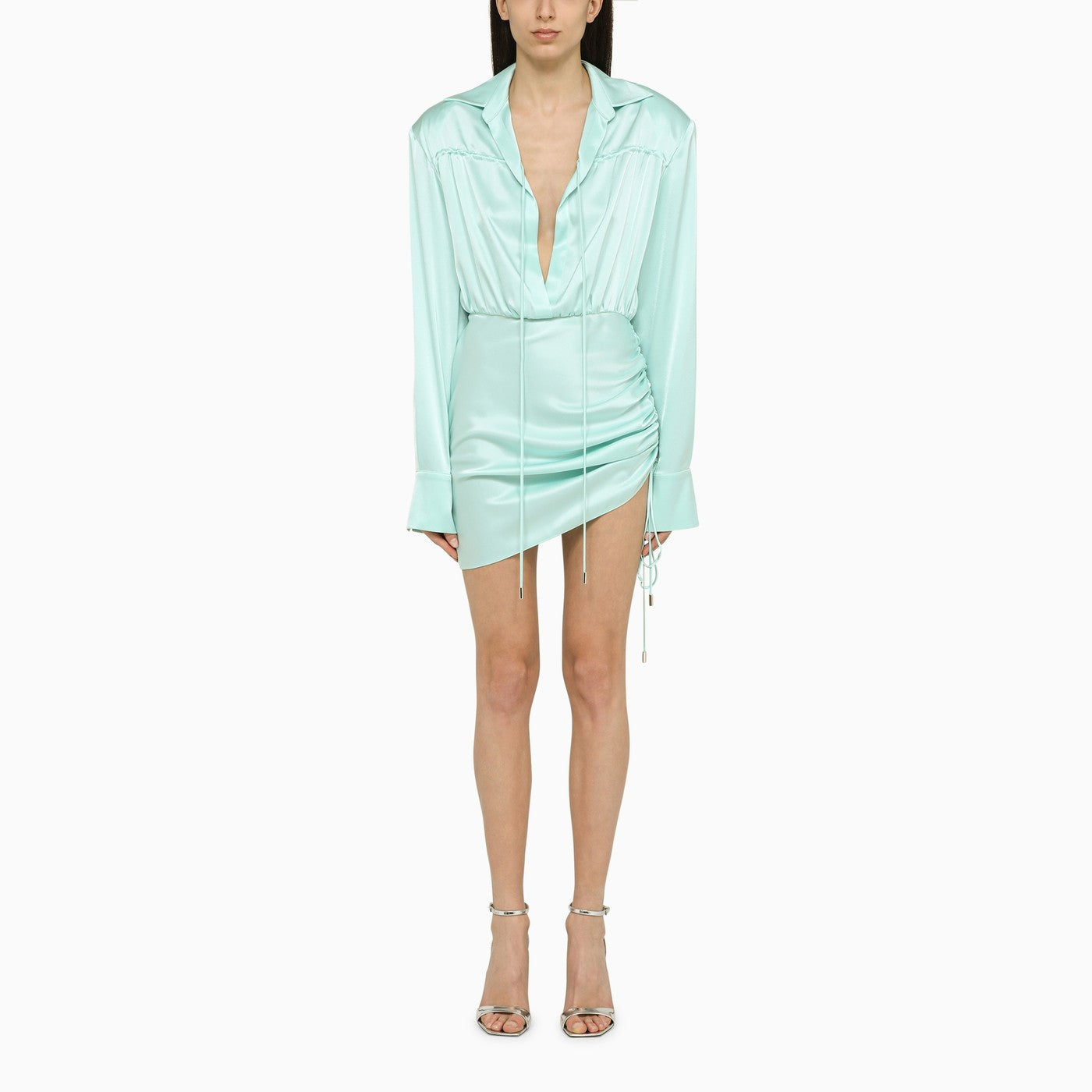 David Koma Aqua Green Wool Mini Dress - Image 2