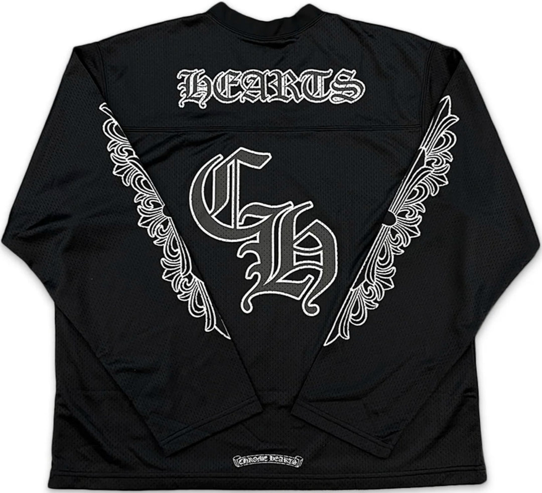 CHROME HEARTS 'BLACK MESH' LONG SLEEVE WARM UP JERSEY