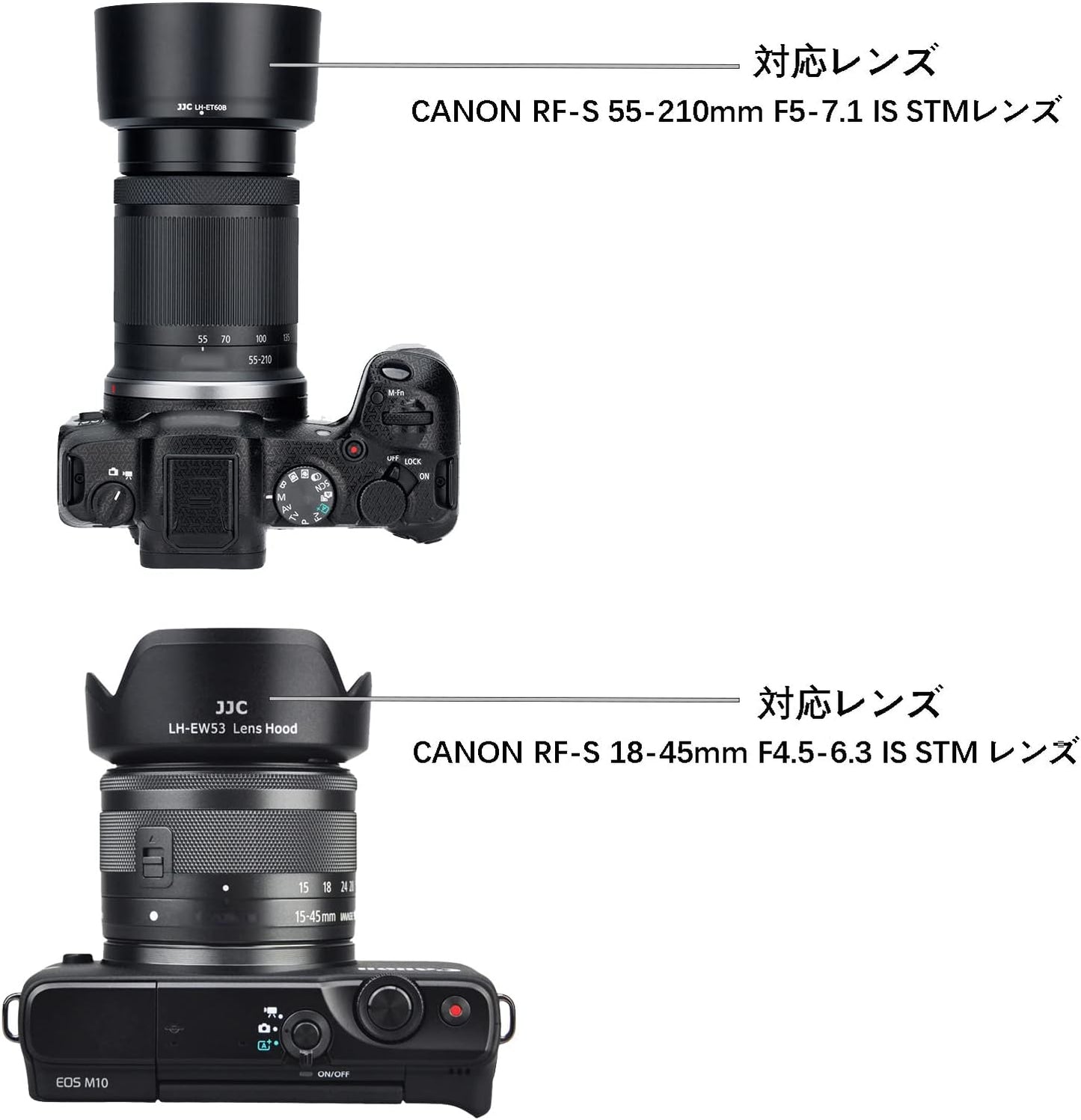 JJC (1+1) ABS Reversible Lens Hood for Canon ET-60B & Canon EW-53 Compatible Canon RF-S 55-210mm F5-7.1 IS STM & Canon RF-S 18-45mm F4.5-6.3 IS STM Lens Compatible with Canon EOS R50 Dual Lens Kit