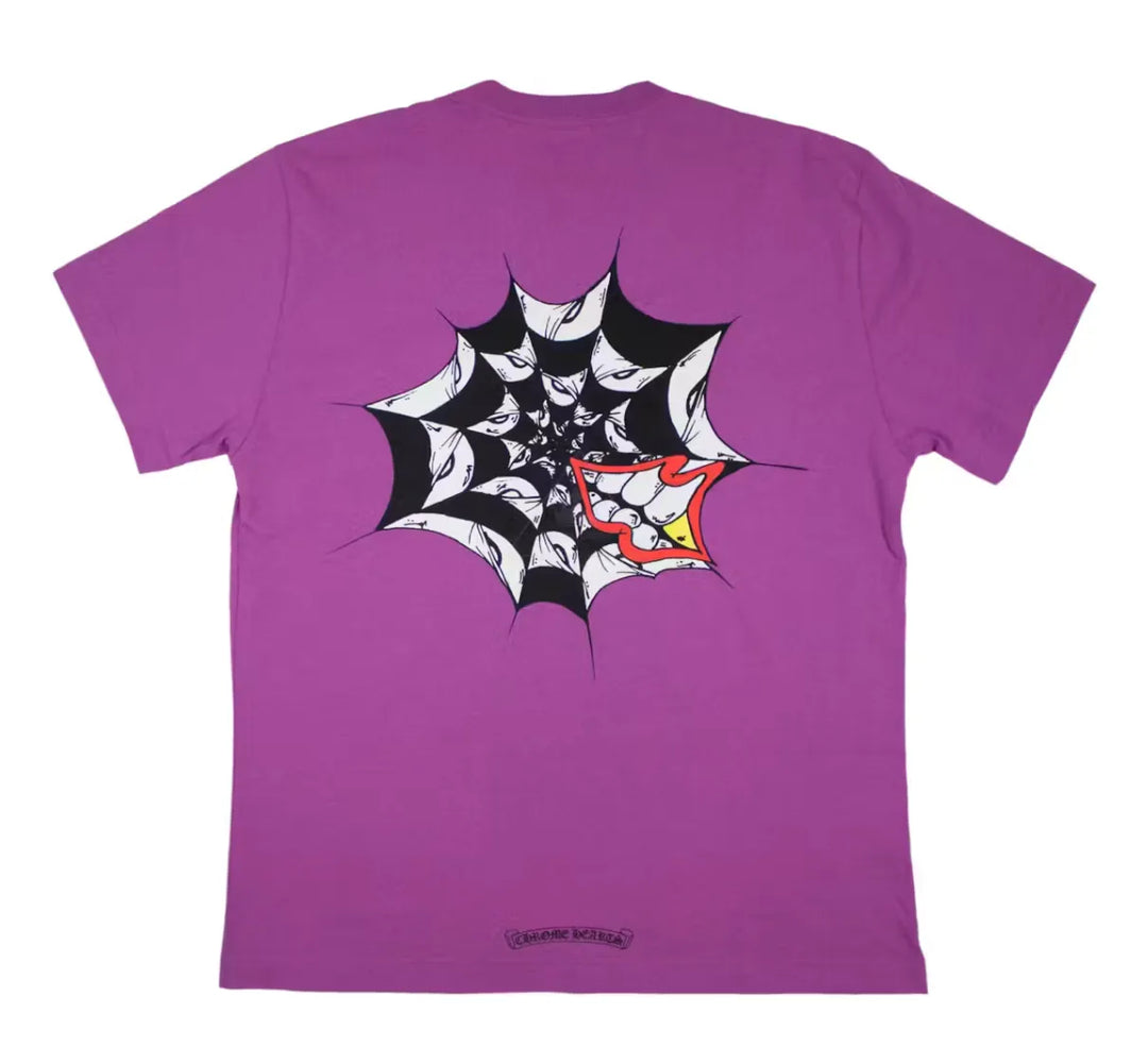 CHROME HEARTS MATTY BOY 'SPIDER WEB' PURPLE TEE