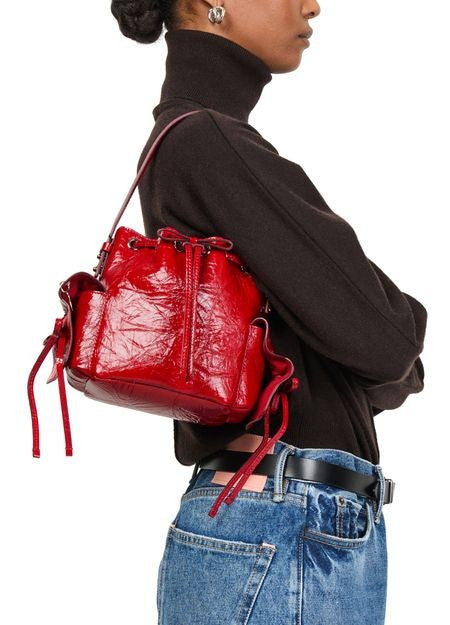 ACNE Multipocket mini bucket bag crinkled patent - Image 2