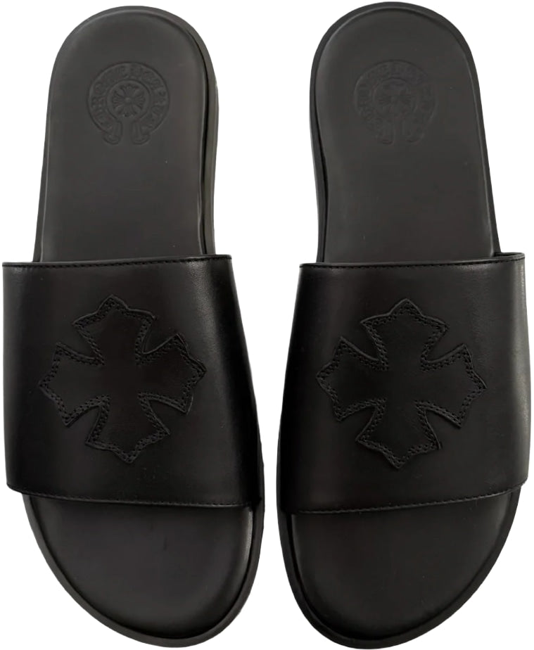 CHROME HEARTS 'CROSS PATCH' BLACK SANDALS