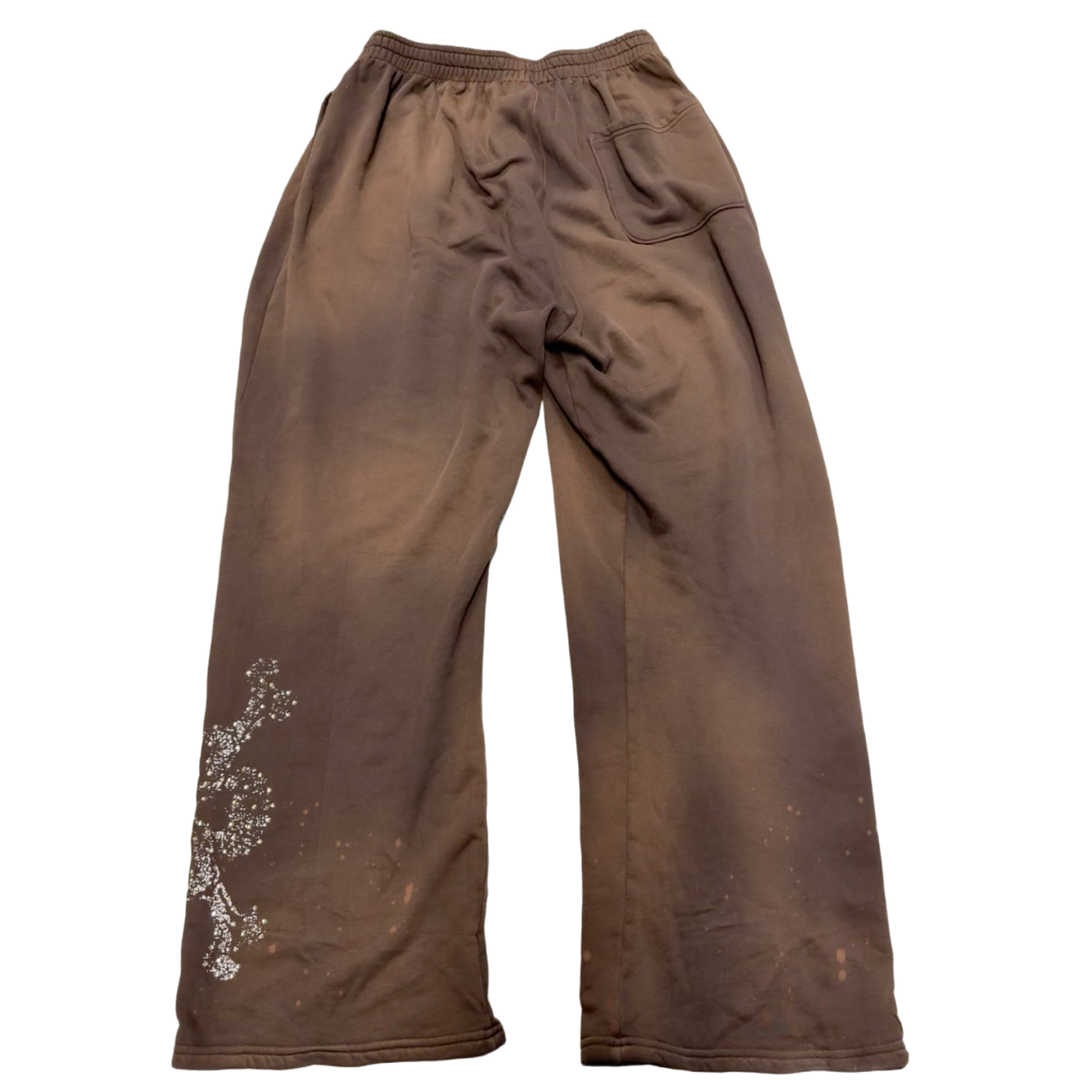 BOSSI 'SKULL & BONES' WASHED BROWN SWEATPANTS