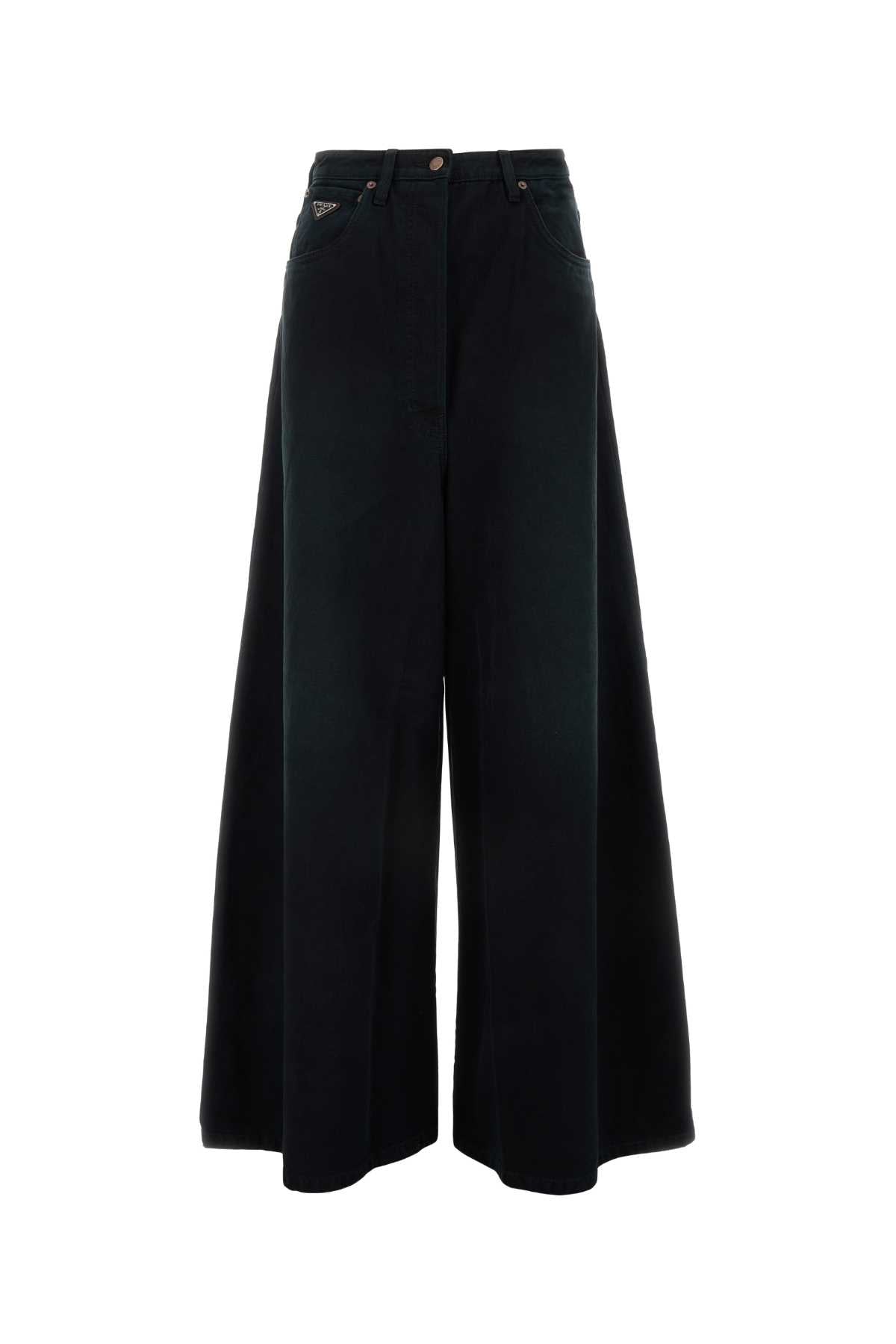 Prada プラダブラックデニムワイドレッグジーンズ - Image 2