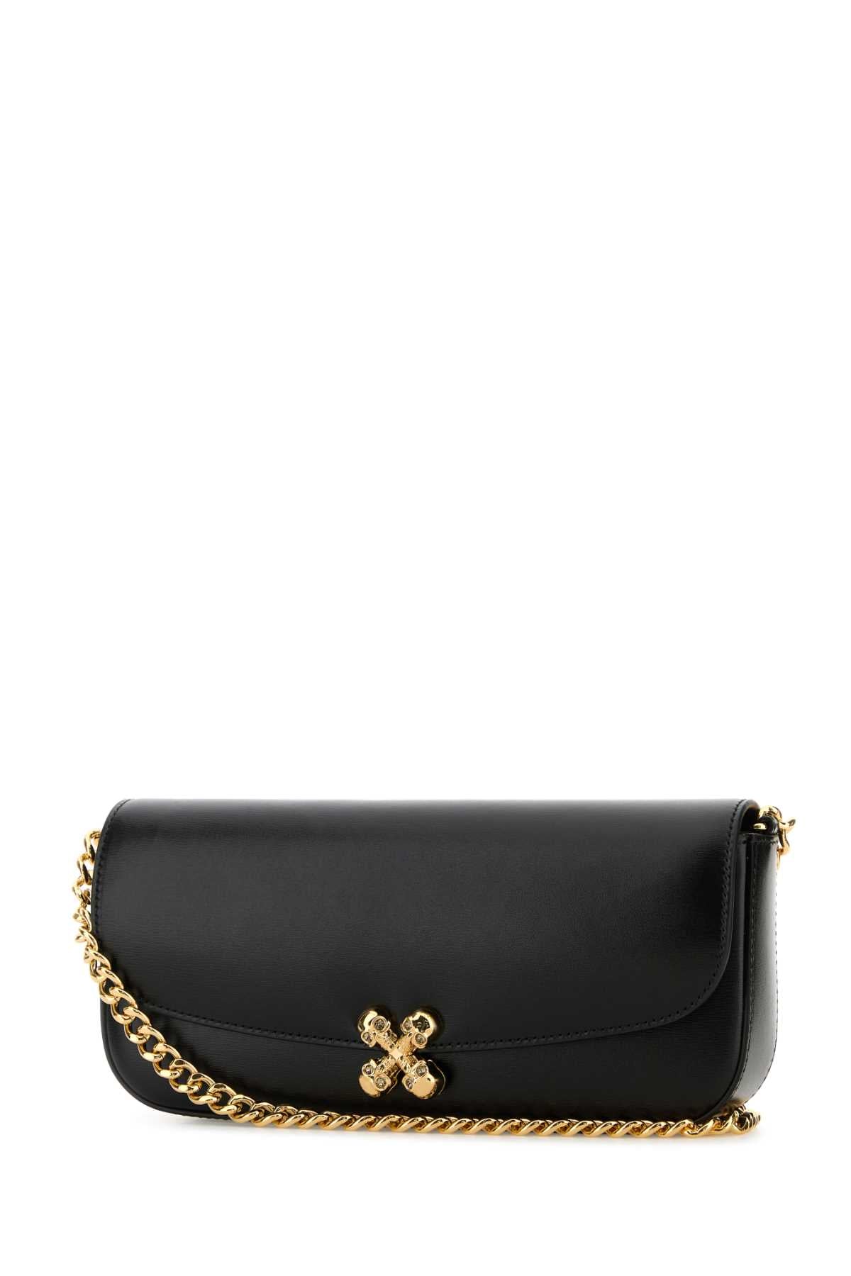 Alexander Mcqueen アレクサンダーマックイーンブラックレザースカルフラワークロスボディバッグ - Image 2