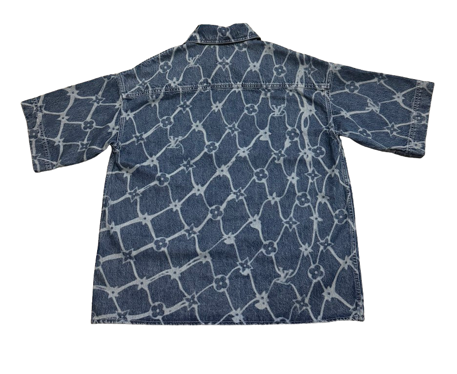 LOUIS VUITTON 'FISHNET GRAPHIC' DENIM SHIRT