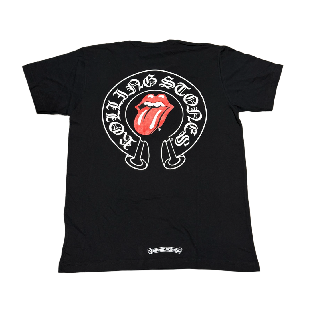 CHROME HEARTS 'ROLLING STONES' BLACK POCKET TEE