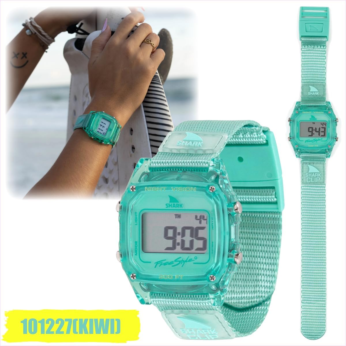Freestyle Freestyle Watch SHARK CLASSIC CLIP Jelly Bean Collection Shark Classic Clip Waterproof Watch Unisex Surfing (101227(KIWI))
