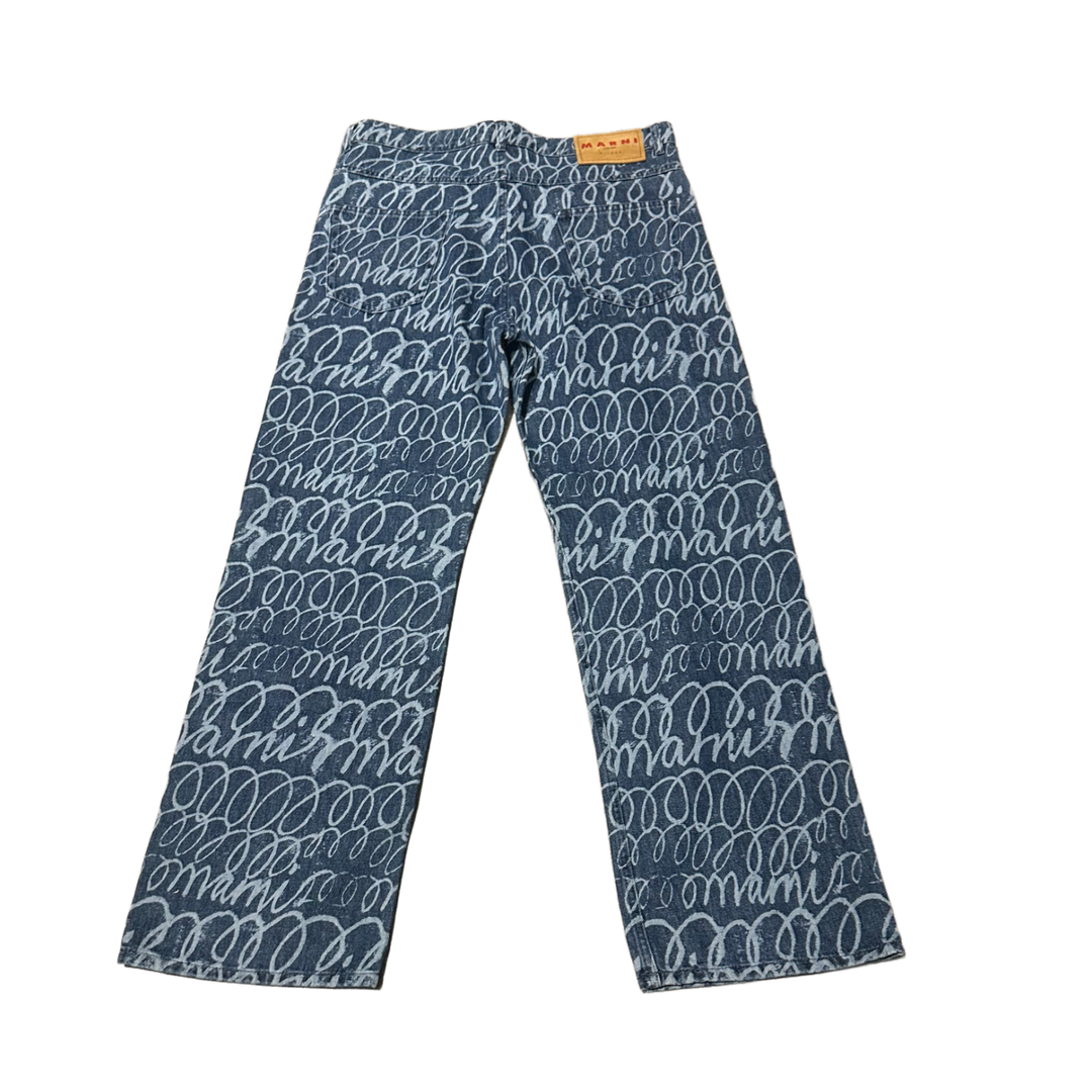 MARNI HANDWRITING PRINT STRAIGHT JEANS