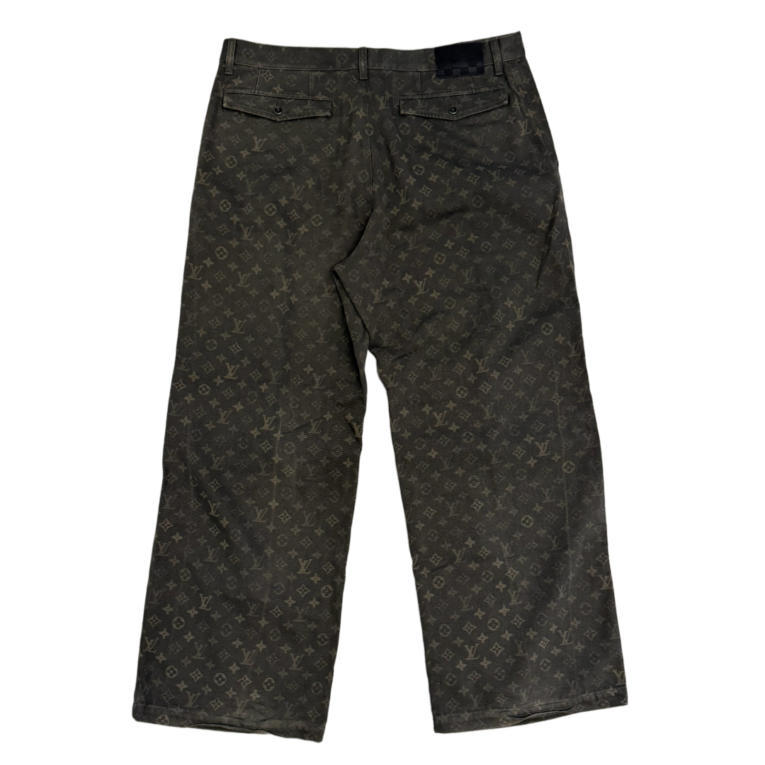 LOUIS VUITTON 'GREEN MONOGRAM' DENIM PANTS