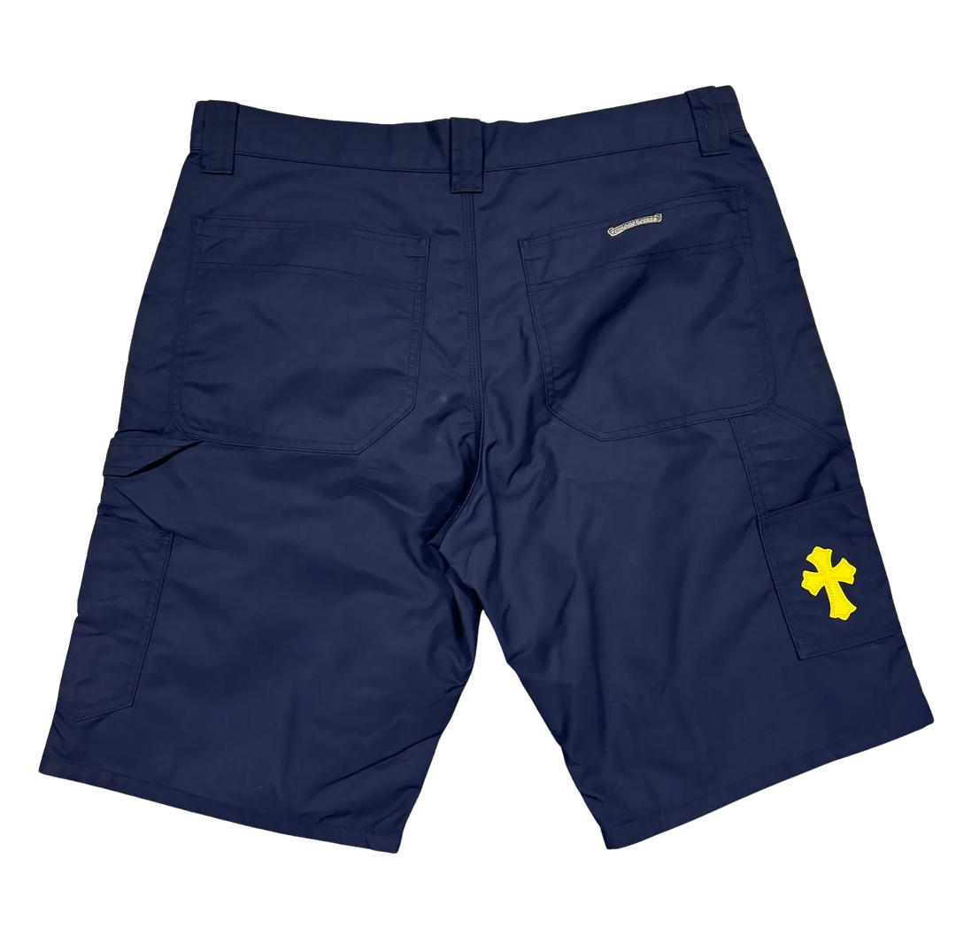 CHROME HEARTS 'NAVY' DOUBLE KNEE NYLON SHORTS
