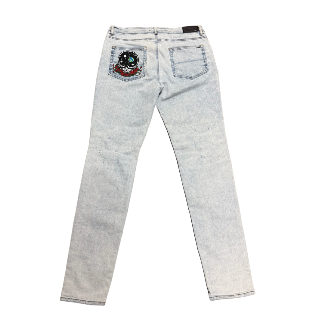 AMIRI X GRATEFUL DEAD 'BLUE' SKINNY JEANS