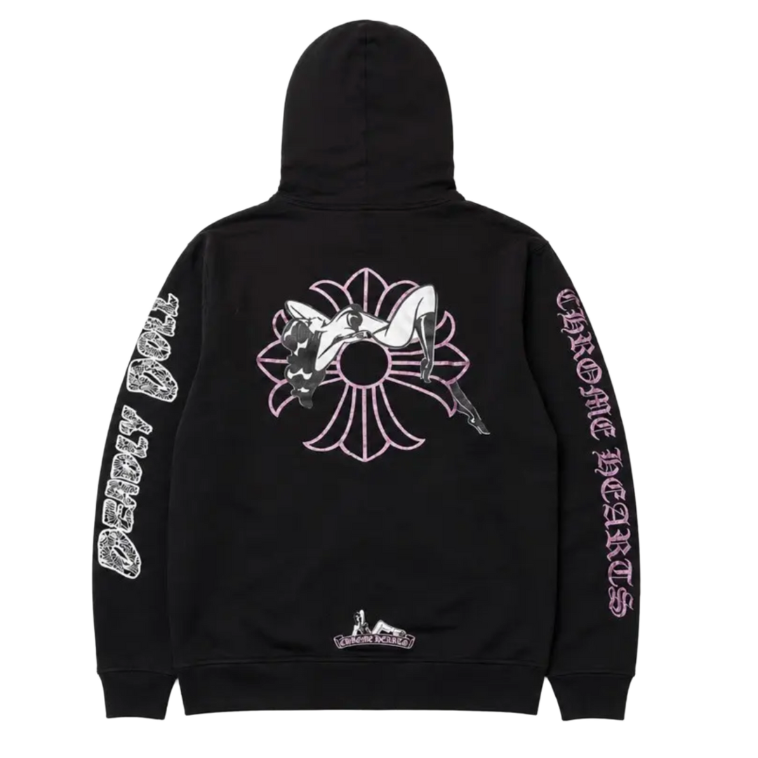 CHROME HEARTS DEADLY DOLL 'PURPLE GLITTER' HOODIE
