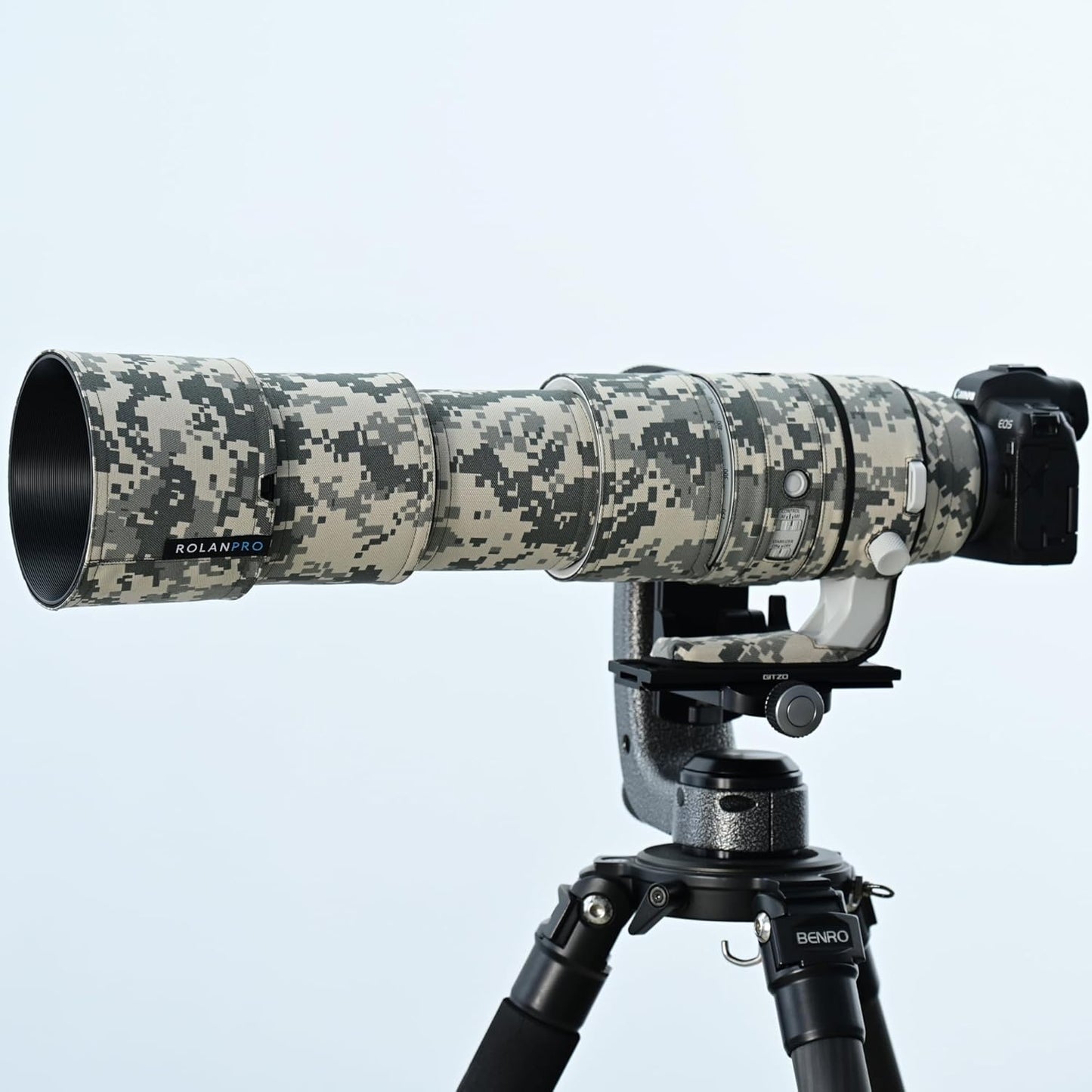 RolanPro Lens Cover | Compatible with Canon RF 200-800mm F6.3-9 IS USM | Camouflage Coat for Telephoto Lens | Triple Layer Protection | Color Number: Gray Digital Camo