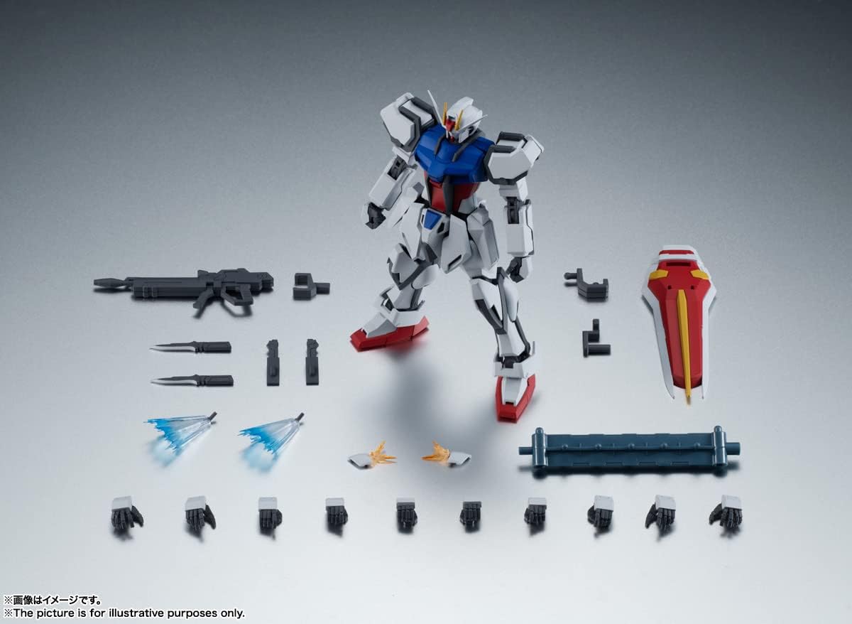 Robot Spirits Mobile Suit Gundam SEED GAT-X105 Strike Gundam Ver. A.N.I.M.E. (Resale Version), Approx. 4.9 inches (125 mm), PVC & ABS Pre-painted Action Figure