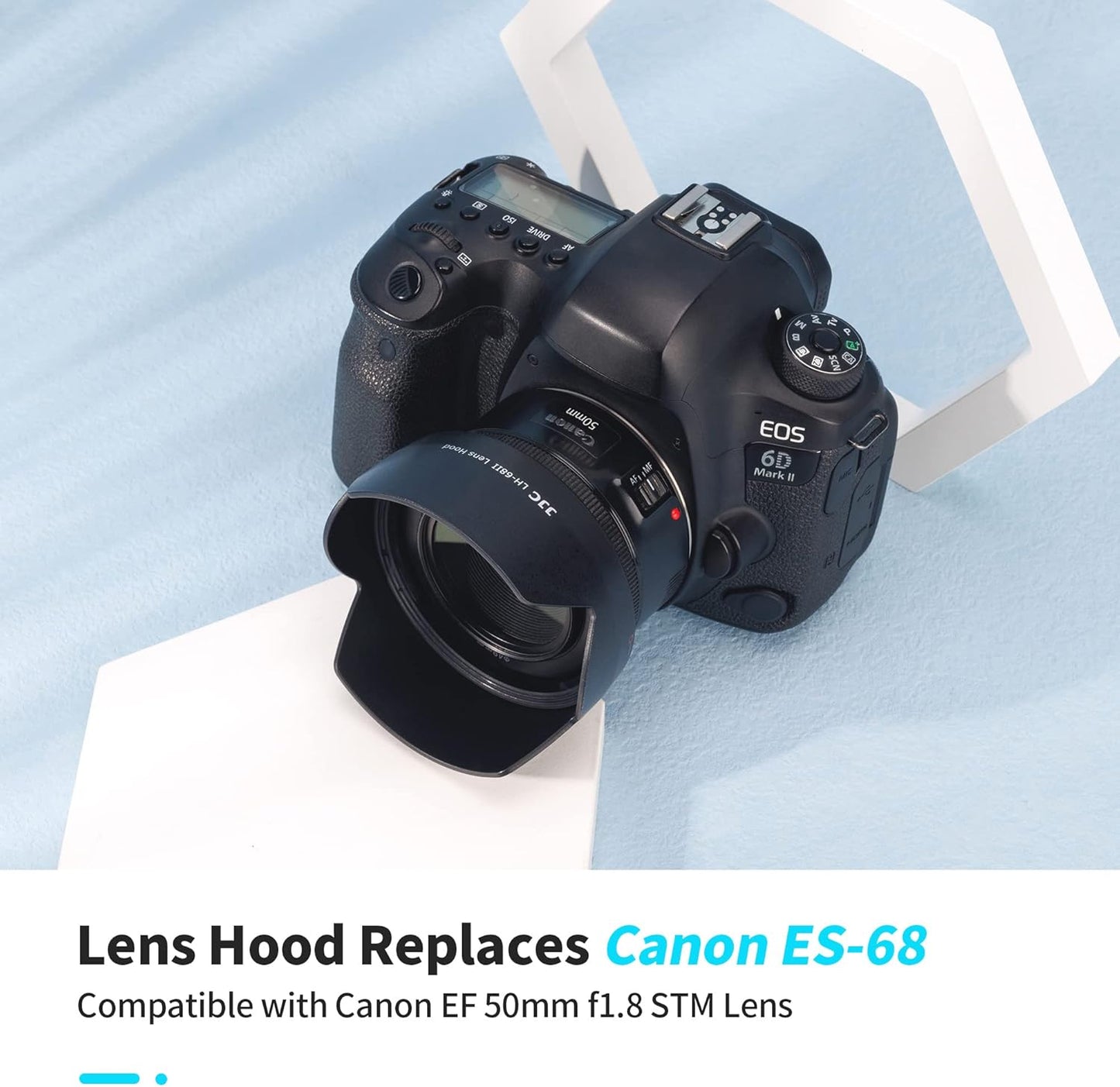 50mm Reversible Lens Hood Shade for Canon EF 50mm f/1.8 STM Lens Canon ES-68 Hood Tulip Flower Design Black