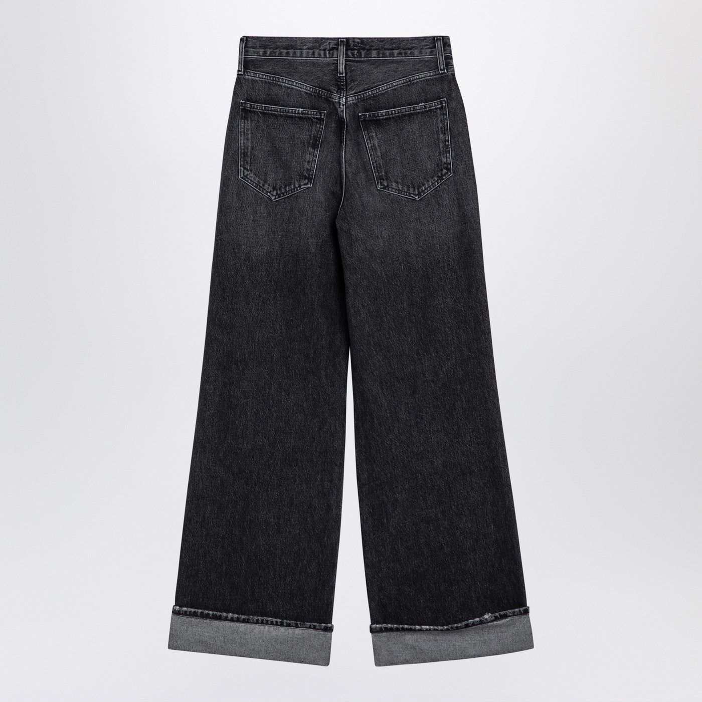 Agolde アゴールド・ダム・ダーク・グレーの広いリブ付きデニムジーンズ - Image 2