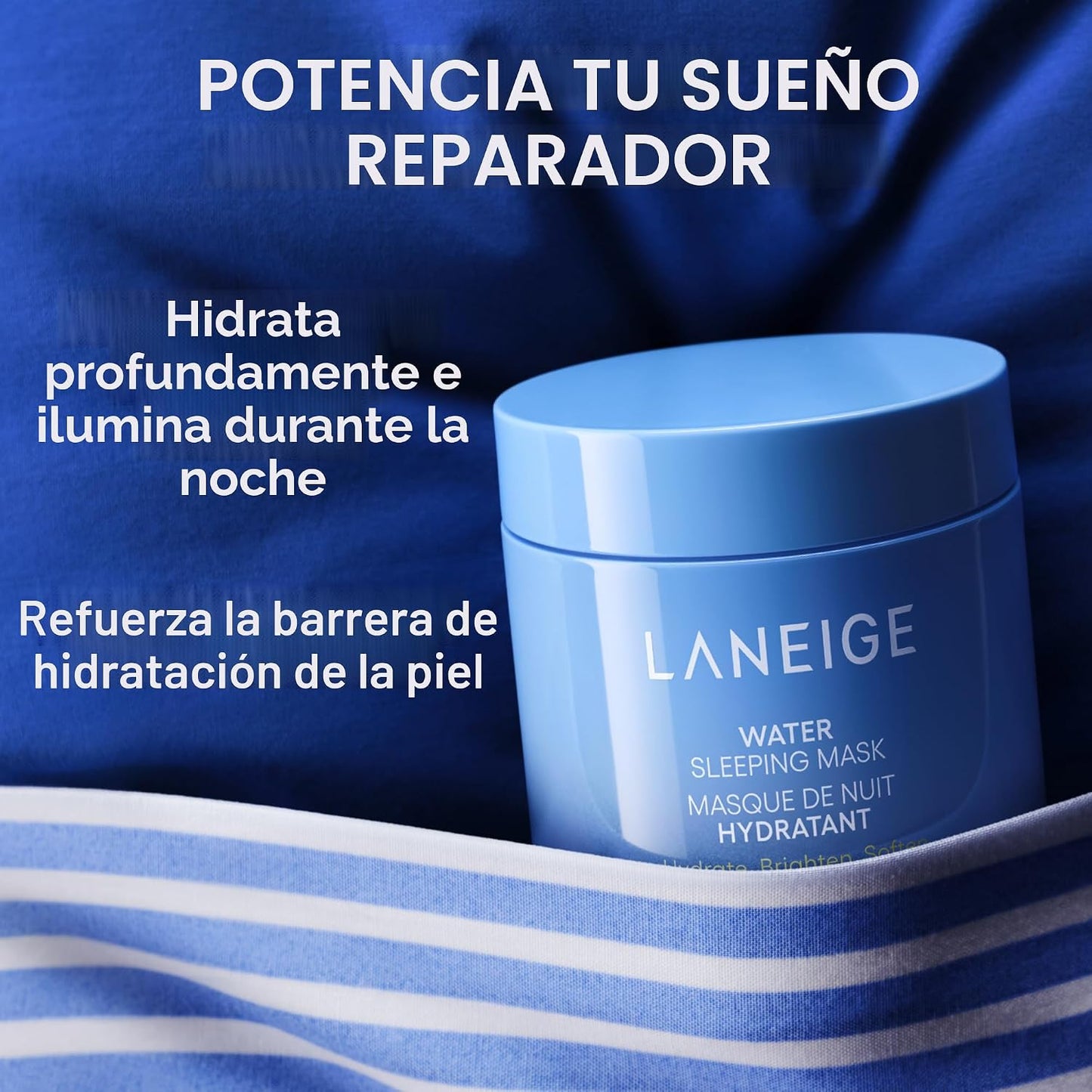 LANEIGE Máscara de agua para dormir: Mascarilla coreana hidratante de noche con escualano y complejo derivado de probióticos, para una piel brillante, luminosa y con soporte de barrera