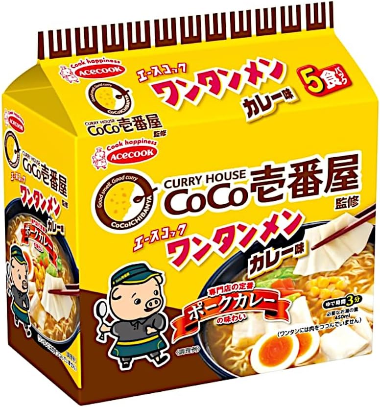 Ace coc Wantantanmen/CoCo Ichibanya, Curry Flavor, 5 Servings x 2 Bags| Ramen, Sakamen, Instant Ramen, Ramen, Curry Loop, Wantang Collaboration, Cocoichi