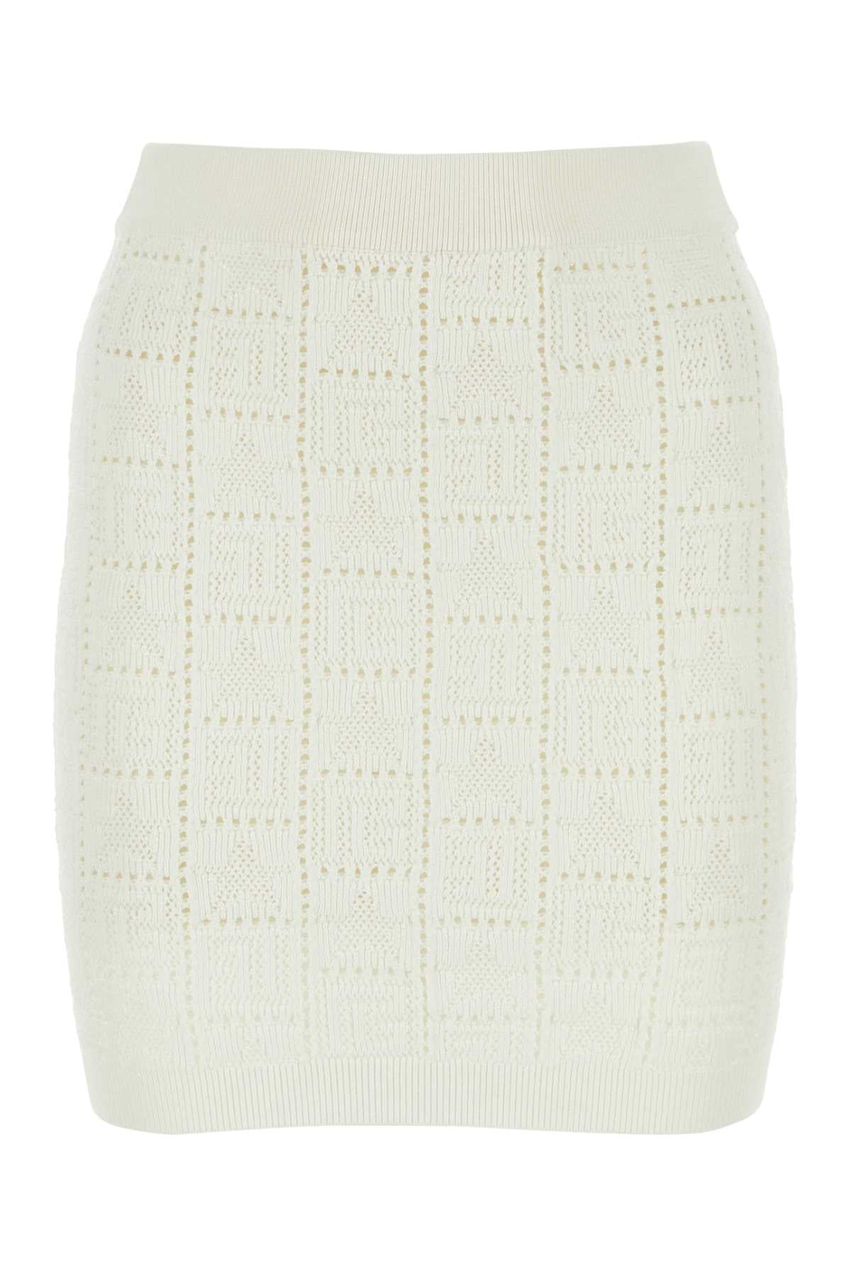 Balmain Ivory Viscose Blend Mini Skirt - Image 2