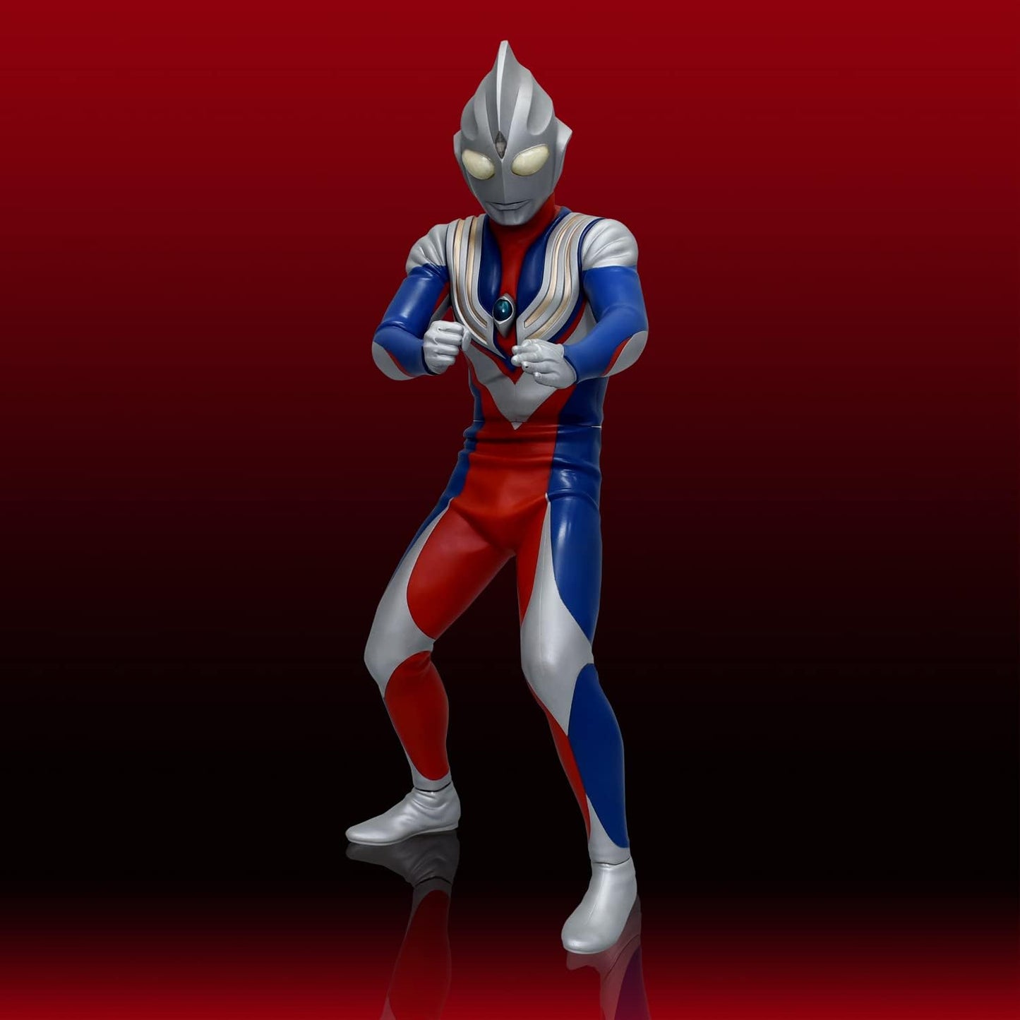 Ultraman Tiga 4571587310586 Mega Soft Vinyl Kit, Reprint Edition, Non-scale, Total Height Approx. 15.7 inches (40 cm), Soft Vinyl, Unpainted, Assembly Kit, Red