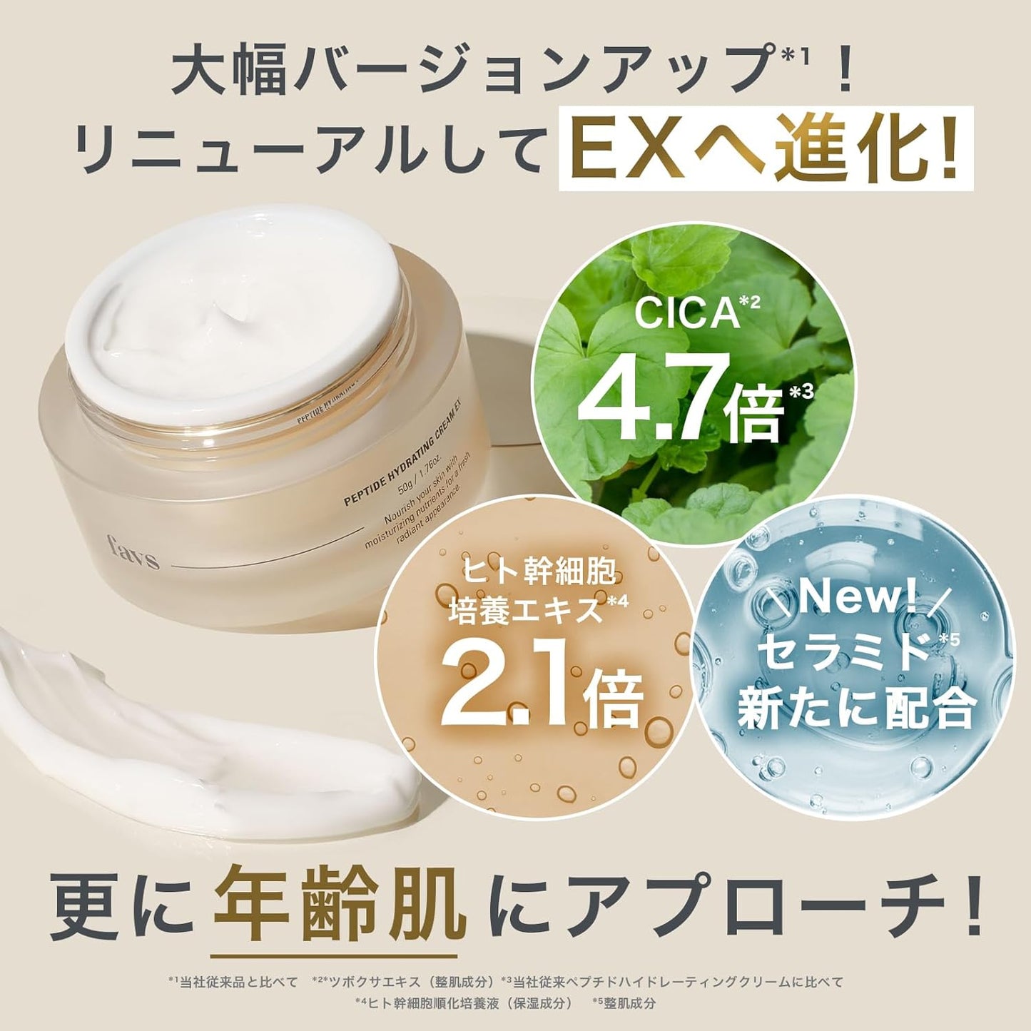 Favs Peptide Hydrating Cream EX 1.8 oz (50 g) High Moisturizing Hypoallergenic Cream Moisturizing Cream Care favs