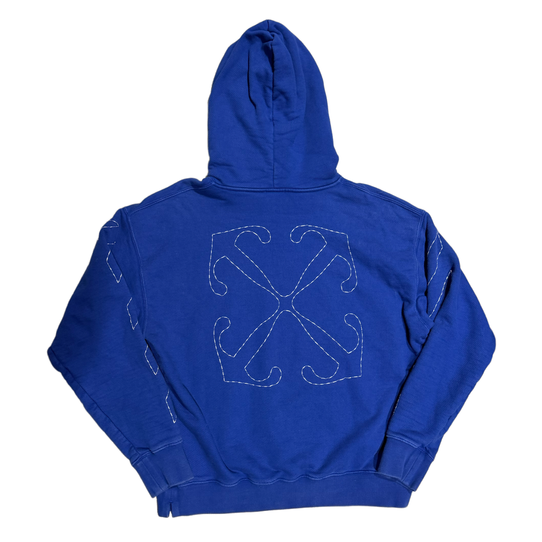 OFF-WHITE 'STITCHED LOGO' BLUE HOODIE