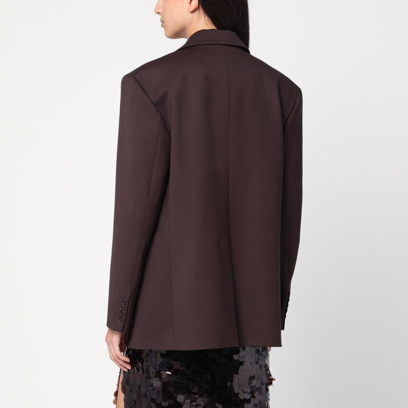 P P.A.R.O.S.H.シングルブレストブラウンウールジャケット - Image 3
