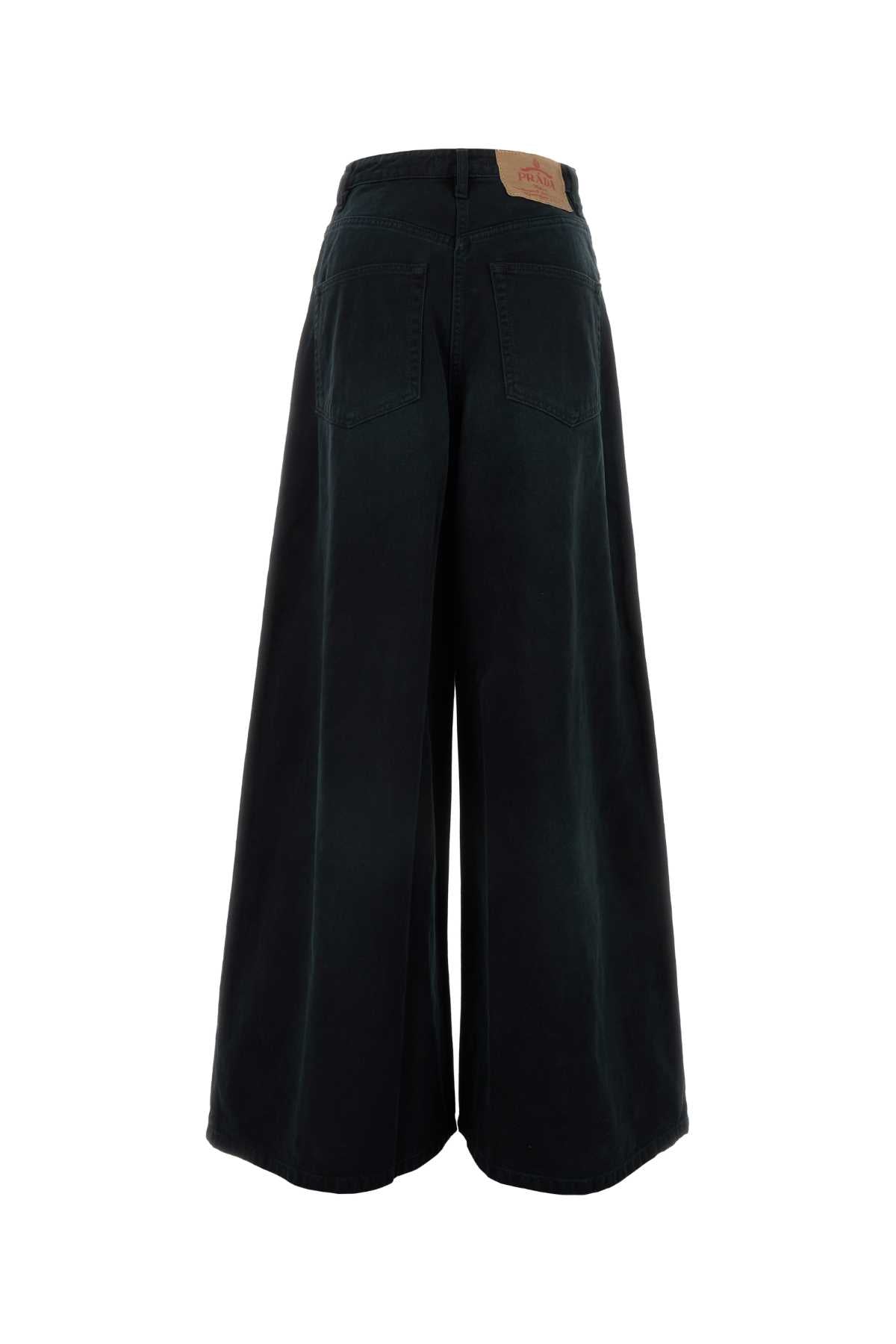 Prada プラダブラックデニムワイドレッグジーンズ - Image 3