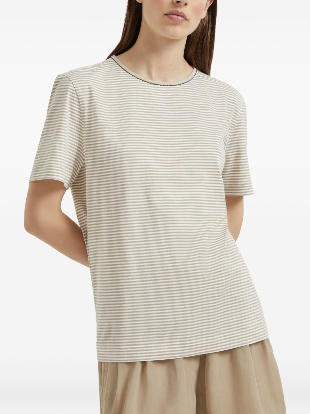 Brunello Cucinelli Cotton Jersey Tシャツが光沢のあるディテール付き - Image 3