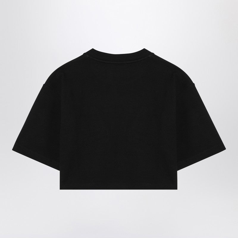 Off オフホワイト™ブラッククロップドTシャツロゴ付き - Image 3