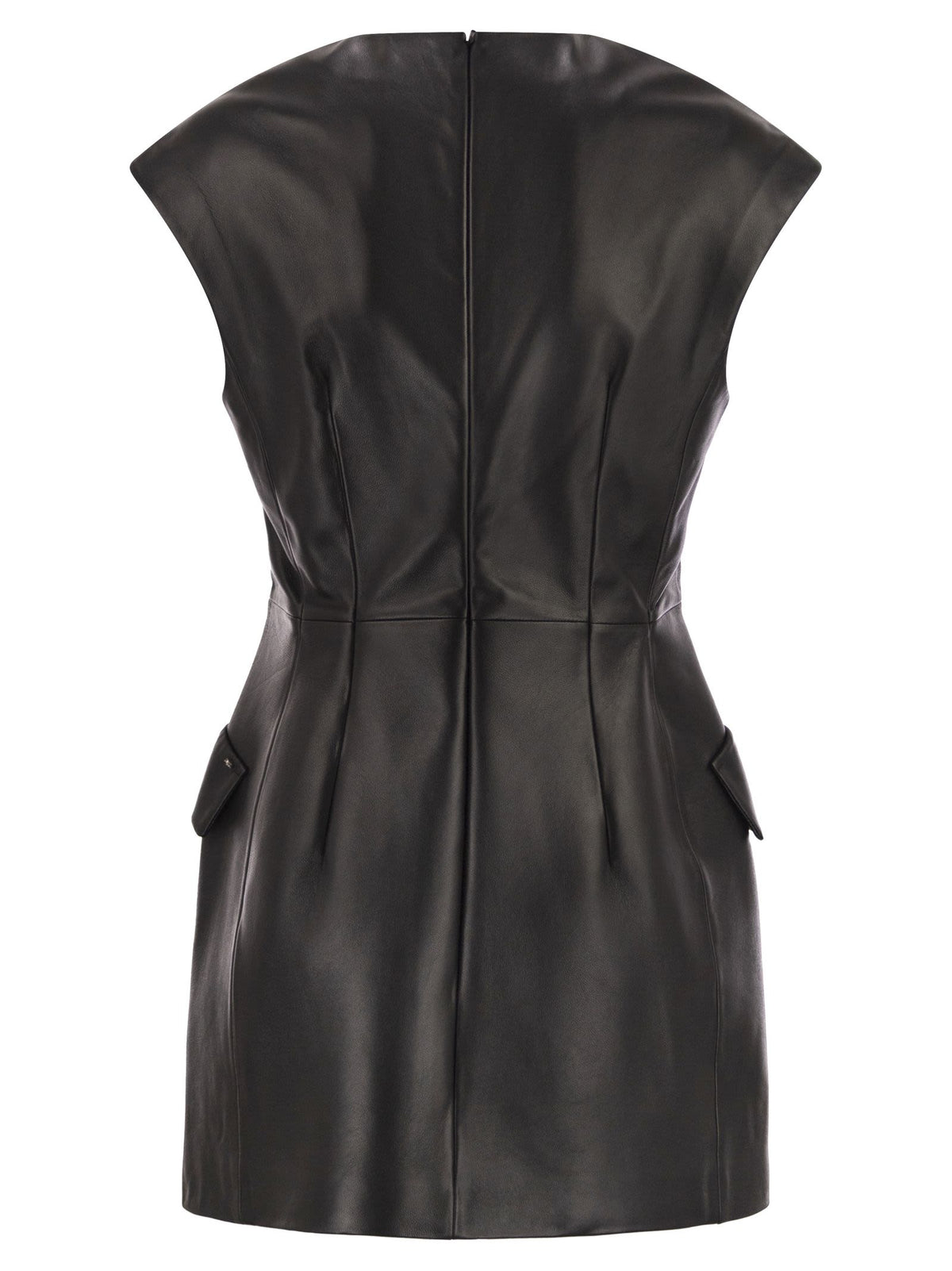 Sportmax SportMax Tefrite02ノースリーブナッパレザードレス - Image 3