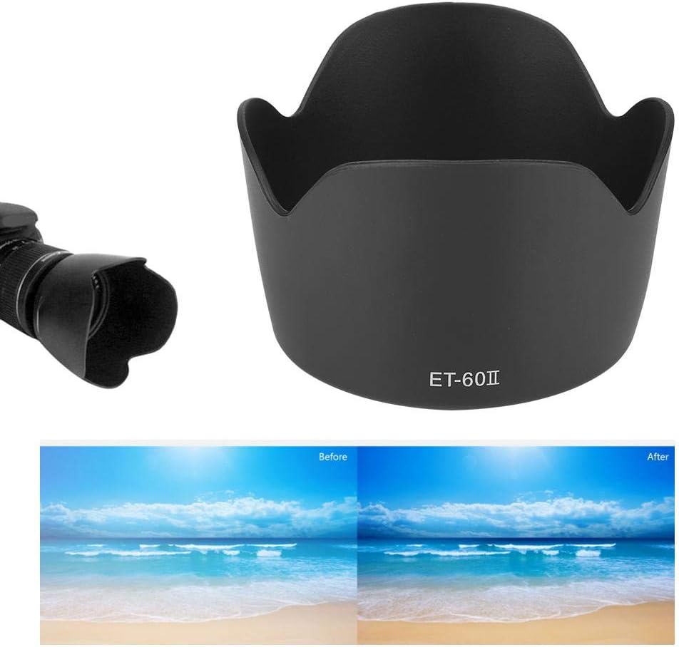 Canon Lens Hood Sun Protection Compatible Lens Hood for Canon 75-300mmf / 4-5.6III USM/EF-S 55-250mm IS Lens (ET-60II)