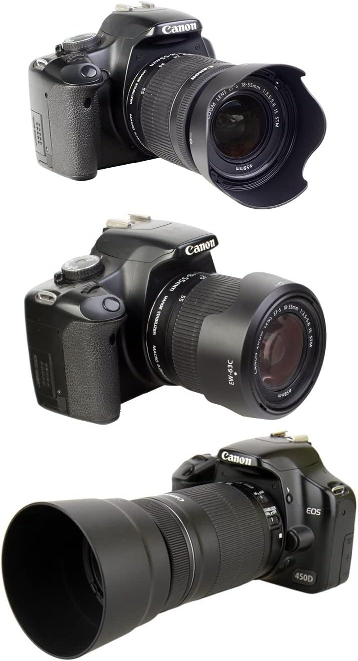 EW-63C & ET-63 2 Pack Compatible Canon Lens Hood EOS Kiss X10 X9i X9 X8i X7i 9000D 8000D 80D 70D