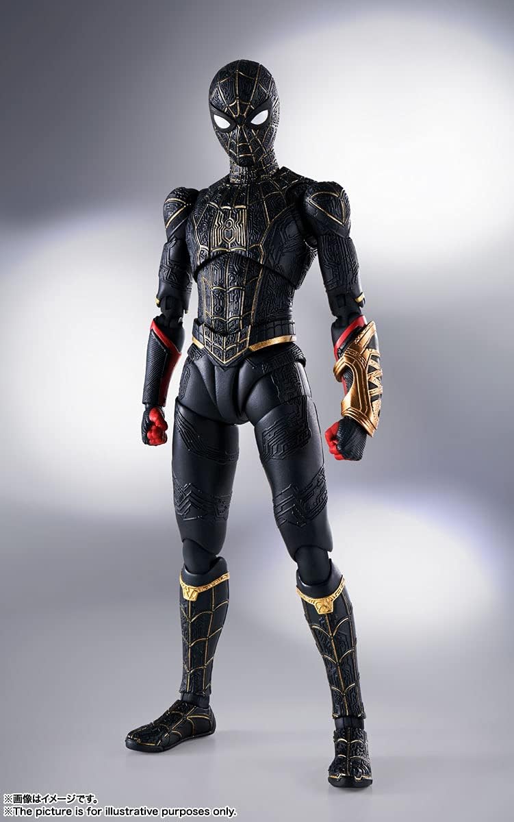 S.H. Figuarts Spider-Man Black & Gold Suit (Spider-Man: No Way Home) Approx. 5.9 inches (150 mm), ABS & PVC Pre-painted Action Figure
